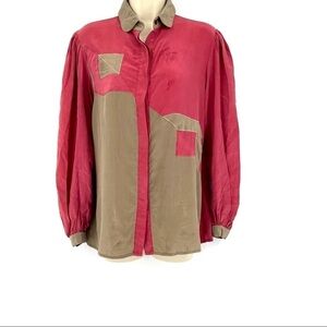 Vintage silk western color blocked shirt 8